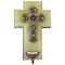 Antique French Napoleon III Holy Water Font Crucifix Champleve Onyx, Image 1