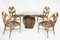 Rattan Bell Flower Dining Table and Palm Leaf Back Chairs Set, 1970s, Set of 5 1