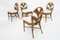 Rattan Bell Flower Dining Table and Palm Leaf Back Chairs Set, 1970s, Set of 5 5
