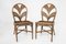 Rattan Bell Flower Dining Table and Palm Leaf Back Chairs Set, 1970s, Set of 5 8