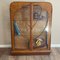 Antike Art Deco Walnuss Furnier Vitrine 6