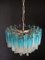 Lámpara de techo Quadriedri vintage de cristal de Murano azul, años 80, Imagen 3