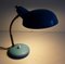 Kleine blaue Vintage Tischlampe mit verstellbarem Messingarm, 1960er 3