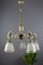 Art Deco Style Bronze and Frosted Glass Floral Chandelier, 1930s, Image 11