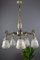 Art Deco Style Bronze and Frosted Glass Floral Chandelier, 1930s, Image 13