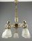 Art Deco Style Bronze and Frosted Glass Floral Chandelier, 1930s 1