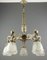Art Deco Style Bronze and Frosted Glass Floral Chandelier, 1930s, Image 1