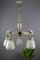 Art Deco Style Bronze and Frosted Glass Floral Chandelier, 1930s, Image 9