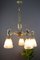 Art Deco Style Bronze and Frosted Glass Floral Chandelier, 1930s, Image 12