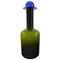 Large Vase Bottle in Green Art Glass with Blue Ball by Otto Brauer for Holmegaard, 1960s 1