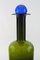 Large Vase Bottle in Green Art Glass with Blue Ball by Otto Brauer for Holmegaard, 1960s 2