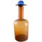 Vase Bottle in Brown Art Glass with Blue Ball by Otto Brauer for Holmegaard, 1960s 1