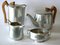 Art Nouveau English Aluminum Teak and Coffee Set from Picquot Ware, 1900s, Set of 4 1