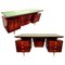 Mid-Century Italian Rosewood Executive Desks with Armchair, Chairs & Basket Attributed to Vittorio Dassi, 1950s, Set of 5 1