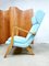 Vintage Danish Blue Wingback Lounge Chair, 1960s 3