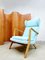 Vintage Danish Blue Wingback Lounge Chair, 1960s, Image 1