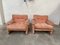 Mid-Century Italian Flamingo Pink Velvet Coronado Lounge Chairs by Tobia Scarpa for B&B Italia / C&B Italia, 1960s, Set of 2 1