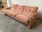 Mid-Century Italian Flamingo Pink Velvet 3-Seater Sofa by Tobia Scarpa for B&B, 1960s 3