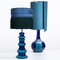 Large Ceramic Table Lamp with Silk Lampshade, 1960s 6