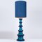 Large Ceramic Table Lamp with Silk Lampshade, 1960s, Image 9