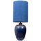 Large Ceramic Table Lamp with Silk Lampshade, 1960s, Image 1