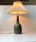 Vintage Danish Hares Fur Olive Glazed Ceramic Table Lamp from Palshus, 1950s 3