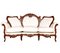 Italian Rococo Hand Carved Walnut and Leather Sofa and Armchairs Set from Atelier Cadorin, 1930s, Set of 3, Image 2