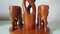 Vintage Hand Carved Open Barley Wooden Elephants Table Lamp 7