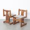 Dreibeiniger Stuhl aus massivem Pinienholz, 1970er 12