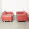 Red Leather 2-Seater Sofa on Wheels 11