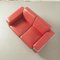 Red Leather 2-Seater Sofa on Wheels 6