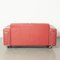 Red Leather 2-Seater Sofa on Wheels 4