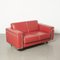 Red Leather 2-Seater Sofa on Wheels 1