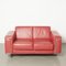 Red Leather 2-Seater Sofa on Wheels 2