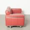 Red Leather 2-Seater Sofa on Wheels 5