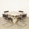 Viereckiger gestreifter Vintage Tisch aus Marmor 11