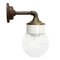 Vintage Industrial White Porcelain, Clear Glass, and Brass and Sconce 1