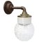 Vintage Industrial White Porcelain, Clear Glass, and Brass and Sconce 4