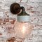 Vintage Industrial White Porcelain, Clear Glass, and Brass and Sconce 6