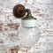 Vintage Industrial White Porcelain, Clear Glass, and Brass and Sconce, Image 3