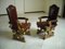 Oak and Dark Red Leather Armchairs by Jean Charles Moreaux, 1940s, Set of 2 10