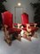 Oak and Dark Red Leather Armchairs by Jean Charles Moreaux, 1940s, Set of 2, Image 5