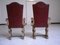 Oak and Dark Red Leather Armchairs by Jean Charles Moreaux, 1940s, Set of 2 8