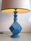Lámpara de mesa geométrica de cerámica azul, años 60, Imagen 2