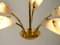 Mid-Century Brass and Acrylic Glass 5-Arm Chandelier, 1950s, Image 12