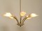 Mid-Century Brass and Acrylic Glass 5-Arm Chandelier, 1950s 14