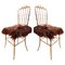 Italian Brass and Iceland Wool Chairs from Chiavari, 1960s, Set of 2 1
