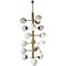 Large German Brass and Opaline Glass Chandelier, 1970s, Image 1