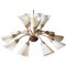 German Brass and Glass Butterfly Chandelier, 1950s, Image 1