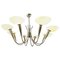 Italian Brass and Art Glass Chandelier, 1950s 1